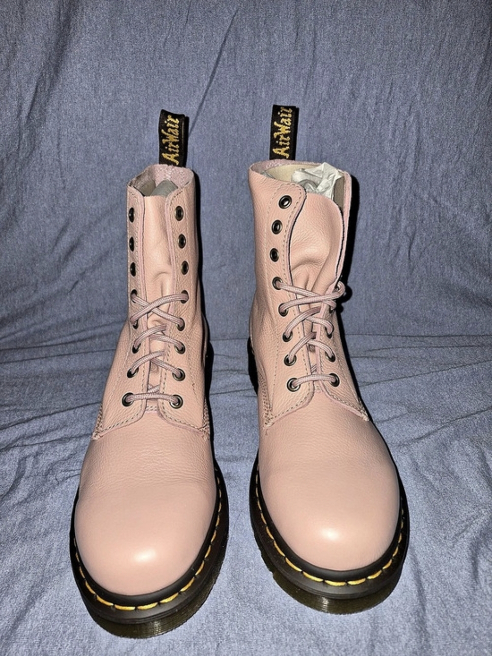 Dr. Martens 1460 Pascal Virginia Leather Boots Pink Leather Lace-Up Boots US 10